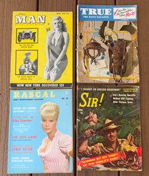 4 Vintage Mens Magazines ~ Sir!, True, Rascal & Modern Man ~ 1950s & 1960s