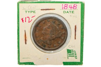 1848 Large One Cent U.S. Coin