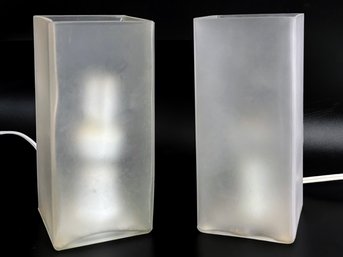 A Pair Of Modern Frosted Glass Accent Or Mantle Lamps