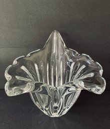 Czech Clear Art Glass Vase Large, Heavy