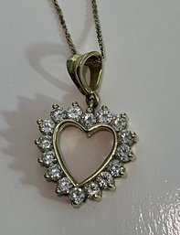 Beautiful 14k Open Diamond Heart Necklace .96 CTW