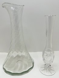 Vintage Crystal Wine Decanter & Vase