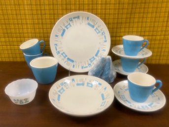 14 Assorted Piece Of Vintage Blue Heaven Dishware By Royal