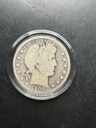 1909 Barber Silver Half Dollar