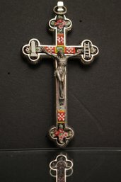 Incredible Vintage Metal Cross With Mosaic Glass By ANRI From Rome