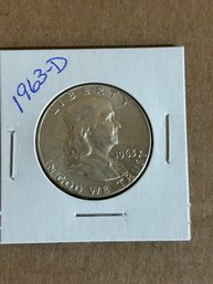 Beautiful 1963-D Benjamin Franklin Half Dollar Silver Coin