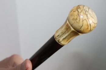 Wonderful True 1800s Antique Carved Bone Top Gentlemans Walking Stick Cane