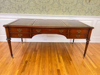 Paid $4,000 Incredible Leather Top Writing Desk By South Hampton
