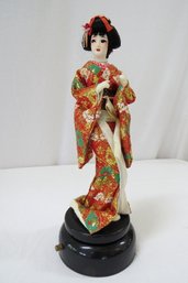 Vintage Japanese Geisha Girl Rotating Music Box - Working