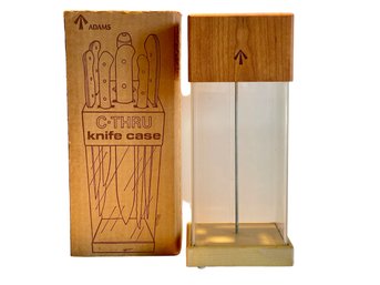 New Vintage Acrylic & Cherry Wood C-Thru Knife Case In The Original Box