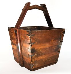 A Qing Dynasty Wood And Metal Grain Basket