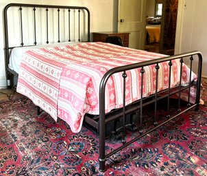 A Bronze Full Bedstead In Vintage Style - Solid And Lovely - Possibly Restoration Hardware!