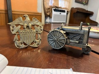 John Deere Brass Tractor Bank Model  1934 And Brass Eagle