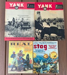 4 Vintage Military Magazines ~ Yank, Stag & Real ~