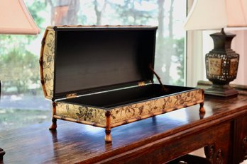 Castilion Imports Gold Gilt Treasure Bamboo Box With Floral Motif With Black Interior