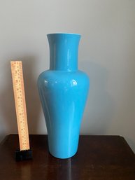 Tiffany Blue Porcelain Vase Marked MK BO JIA 15x7 No Chips