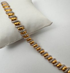 GOLD OVER STERLING SILVER DIAMOND ACCENT 2 TONE BRACELET