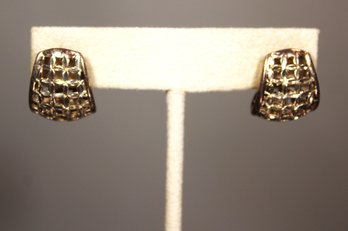 Sterling Silver 'waffle' Design Pierced Earrings