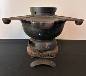 Hibachi Style Cast Iron Cooking Table Fitted For Five - Marked Japan