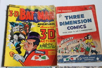 Lot Of 4 Estate Found 1960s 3D Comic Books With Batman Mighty Mouse Etc - No Glasses