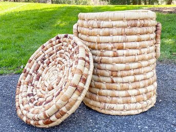 A Large Vintage Woven Fiber Hamper