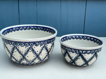 Two Handmade Polish Pottery Bowls