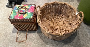 Large Beautiful Wicker Basket - 19.25 Inches Inside Diameter! & Beautiful Picnic Basket With Handles.