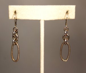 Intertwined Sterling Silver Loop Drop Pierced Earrings