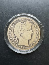 1914-S Barber Silver Half Dollar