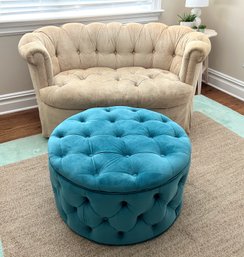 Loveseat And Tufted Ottoman