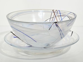 A Pair Of Art Glass Serving Bowls By Kosta Boda