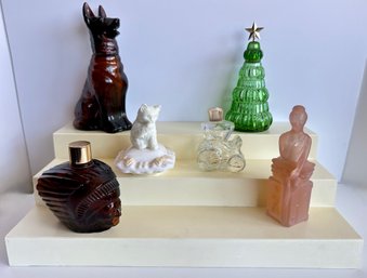 6 Vintage Avon Perfume Bottles With Tiered Stand