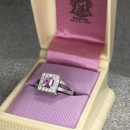 Lovley Brand New 925 / Sterling Silver Ring With Pink Tourmaline And White Zircons - Beautiful Piece !