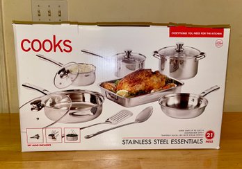 New In Box COOKS Stainless Steel Essentials 21 Piece Set