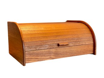 Genuine Teak Wood Roll Top Breadbox By Dolphin
