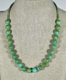 Very Fine Native American Green Turquoise Beaded Necklace Antique