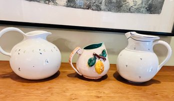 3 Italian Ceramic Pitchers - F