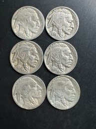 6 Buffalo Nickels 1916, 1923, 1924, 1925, 1935, 1936