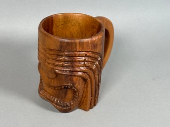 Vintage Wood Carved Tiki Mug By Alii Woods