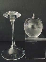 Kosta Boda Glass Art By Kjell Engman Candleholder Circa 1975 Apple Signed M.T. Sweden 3049