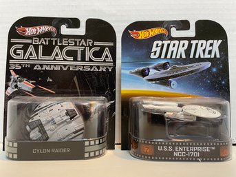 Hot Wheels / Mattel Pair Of STAR TREK & BATTLESTER GALACTICA Die Cast Models.(#144)