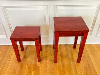 Pair Of Red Pottery Barn Tables