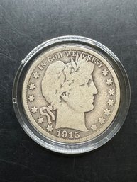 1915-S Barber Silver Half Dollar