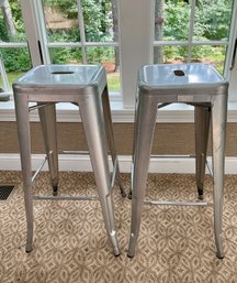 Pair Of BUSCHMAN Store Galvanized  Metal Stools SET #1