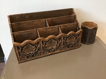 Vintage Desk Organizer And Pencil Holder