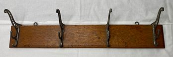 Cast Iron On Oak Wall Hanging Coat Hooks