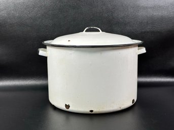 A Vintage Enameled Pot With A Naturally-Aged Patina