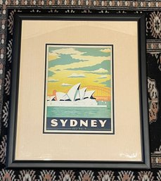 Sydney Harbor Retro Framed Travel  Poster  - Black Frame  Australia