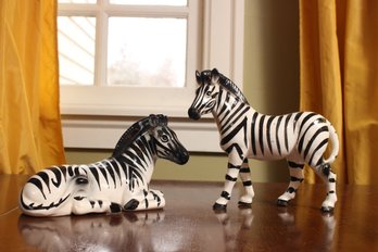 Lovely Capodimonte Vintage Pair Of Zebras -ceramic