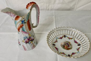 Porcelain Pitcher And German Dish (2)